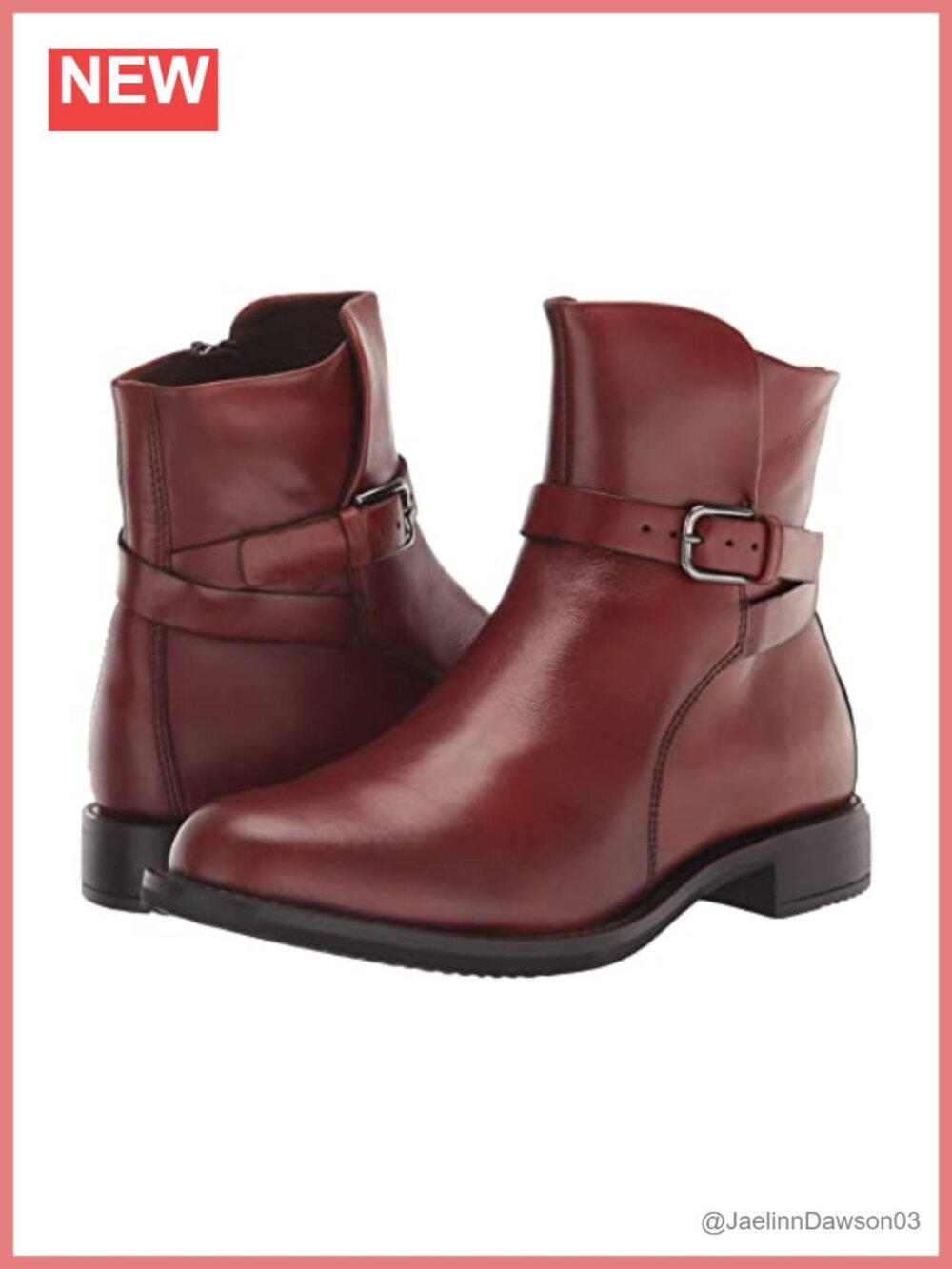 ECCO Ankle Boots with Buckle - Leather Zip Closure 25mm Heel